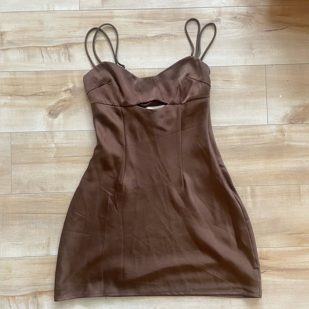 Meshki brown mini dress